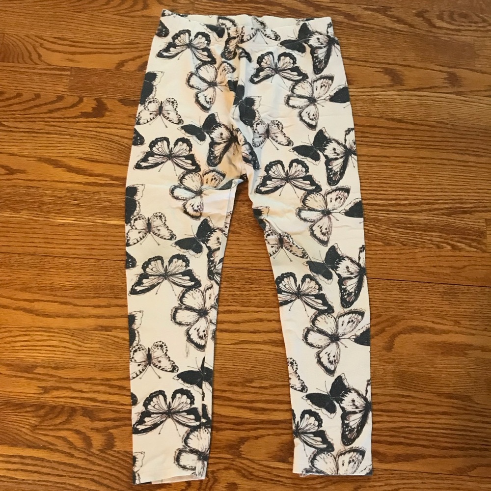 Kids cream leggings with butterflies